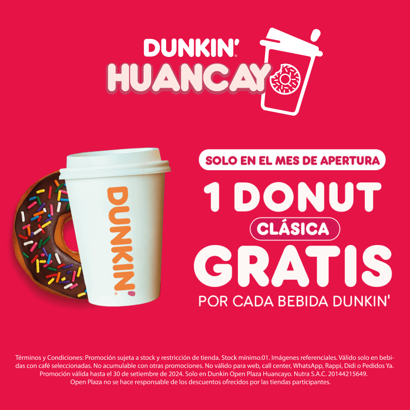 gratis por cada bebida dunkin